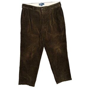 Vintage Polo Ralph Lauren Corduroy Pants Pleated Andrew Brown 100% Cotton 38x30